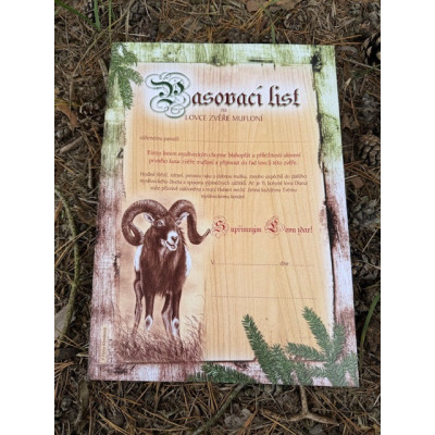 Pasovací list na lovce zvěře mufloní
