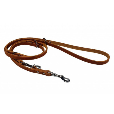Přepínací vodítko z maštěné kůže ZUBR v hnědé barvě.