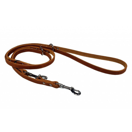 Přepínací vodítko z maštěné kůže ZUBR v hnědé barvě.