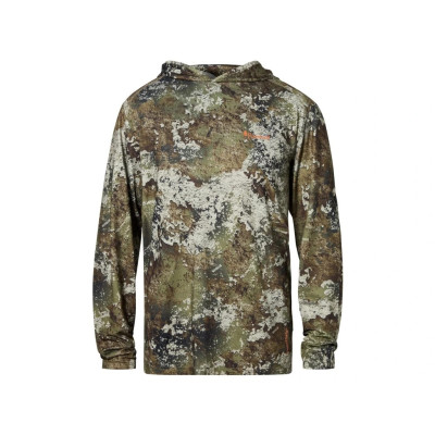 Pružná mikina s kapucí z lehkého, prodyšného materiálu s rychleschnoucími vlastnostmi. Ideální pro šoulačku, kdy potřebujete jak