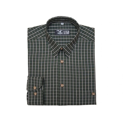 Pánská košile s dlouhým rukávem ze 100% klasické bavlny v zelené barvě.  Lehká, pohodlná a ideální do lesa i na volný čas.